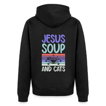 Soup Lovers Gifts - Unisex Premium Bio Zip Hoodie - Schwarz - Hinten - Nico (187cm)