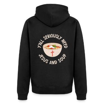 Soup Lovers Gifts - Unisex Premium Bio Zip Hoodie - Schwarz - Hinten - Nico (187cm)