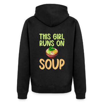 Cadeaux pour les amateurs de soupe - Veste à capuche bio Premium Unisexe - noir - Dos - Nico (187cm)