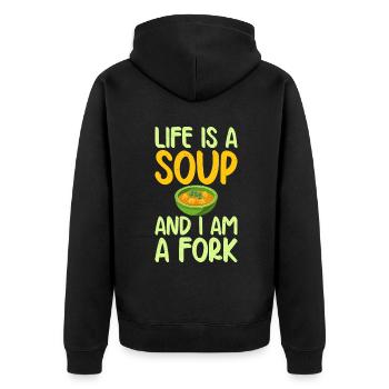 Soup Lovers Gifts - Unisex Premium Bio Zip Hoodie - Schwarz - Hinten - Nico (187cm)