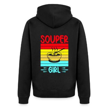 Soup Lovers Gifts - Unisex Premium Bio Zip Hoodie - Schwarz - Hinten - Nico (187cm)