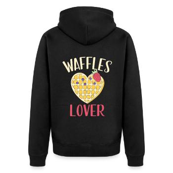 Waffle Lover Gifts - Unisex Premium Organic Zip Hoodie - black - Back - Nico (187cm)