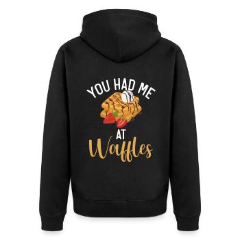 Waffle Lover Gifts - Unisex Premium Organic Zip Hoodie - black - Back - Nico (187cm)