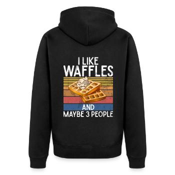 Waffle Lover Gifts - Unisex Premium Organic Zip Hoodie - black - Back - Nico (187cm)