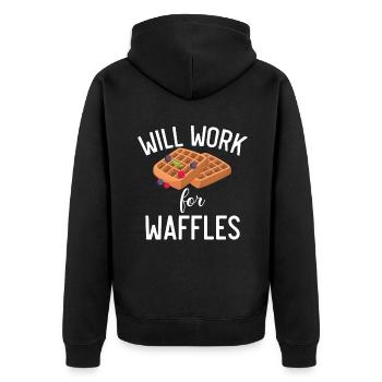 Waffle Lover Gifts - Unisex Premium Organic Zip Hoodie - black - Back - Nico (187cm)