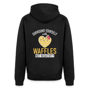 Waffle Lover Gifts - Unisex Premium Bio Zip Hoodie - Schwarz - Hinten - Nico (187cm)