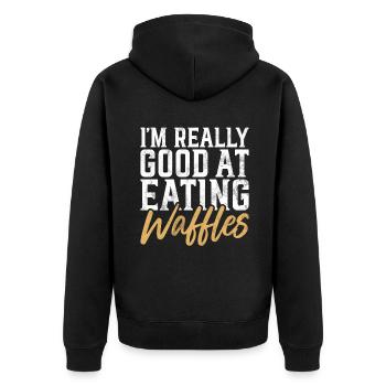 Waffle Lover Gifts - Unisex Premium Organic Zip Hoodie - black - Back - Nico (187cm)