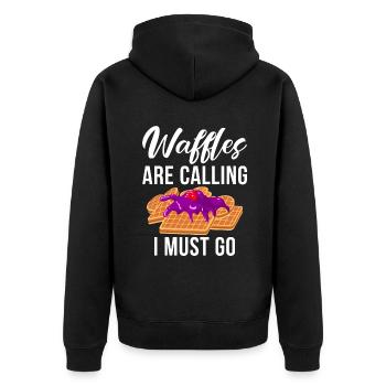 Waffle Lover Gifts - Unisex Premium Bio Zip Hoodie - Schwarz - Hinten - Nico (187cm)