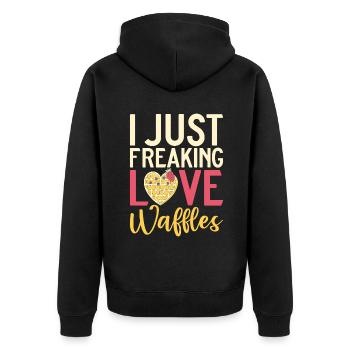 Waffle Lover Gifts - Unisex Premium Organic Zip Hoodie - black - Back - Nico (187cm)