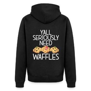 Waffle Lover Gifts - Unisex Premium Organic Zip Hoodie - black - Back - Nico (187cm)