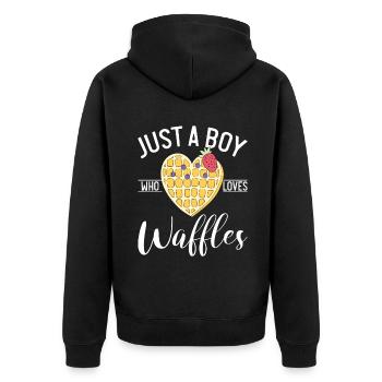 Waffle Lover Gifts - Unisex Premium Organic Zip Hoodie - black - Back - Nico (187cm)