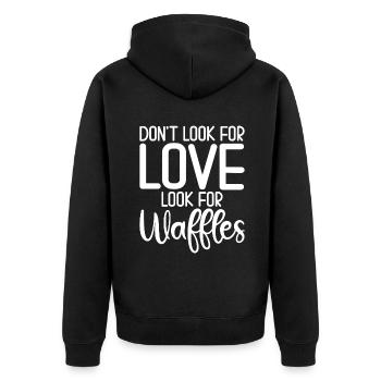 Waffle Lover Gifts - Unisex Premium Organic Zip Hoodie - black - Back - Nico (187cm)