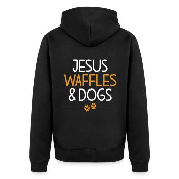 Waffle Lover Gifts - Unisex Premium Organic Zip Hoodie - black - Back - Nico (187cm)