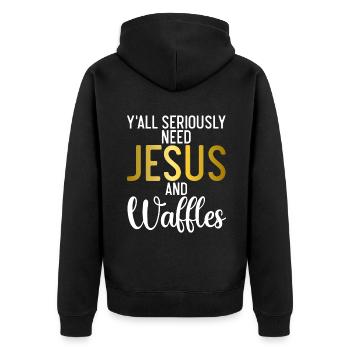 Waffle Lover Gifts - Unisex Premium Organic Zip Hoodie - black - Back - Nico (187cm)