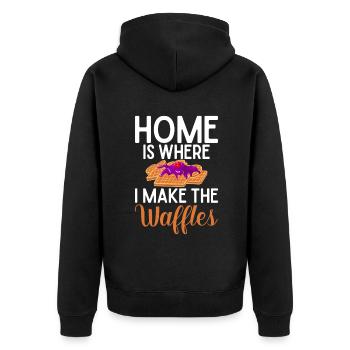Waffle Lover Gifts - Unisex Premium Organic Zip Hoodie - black - Back - Nico (187cm)