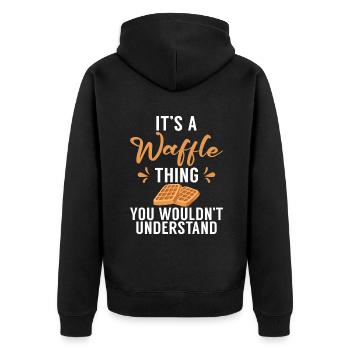 Waffle Lover Gifts - Unisex Premium Organic Zip Hoodie - black - Back - Nico (187cm)