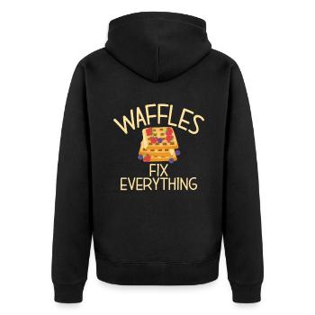 Waffle Lover Gifts - Unisex Premium Organic Zip Hoodie - black - Back - Nico (187cm)