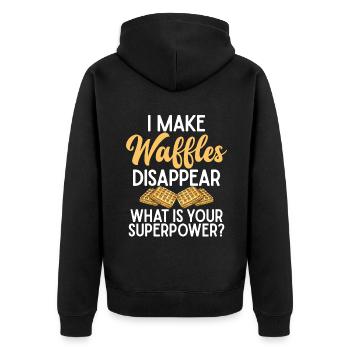 Waffle Lover Gifts - Unisex Premium Organic Zip Hoodie - black - Back - Nico (187cm)