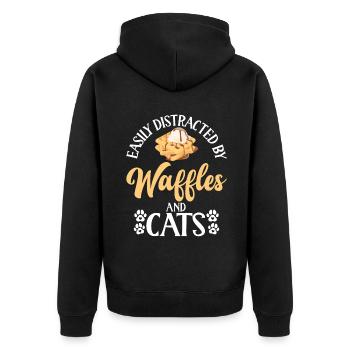 Waffle Lover Gifts - Unisex Premium Organic Zip Hoodie - black - Back - Nico (187cm)