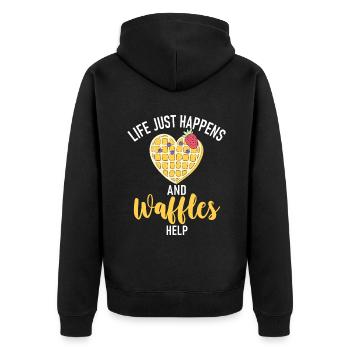 Waffle Lover Gifts - Unisex Premium Bio Zip Hoodie - Schwarz - Hinten - Nico (187cm)