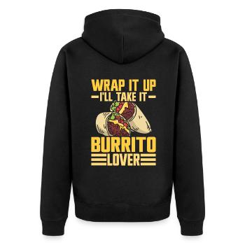 Burrito Gift - Unisex Premium Organic Zip Hoodie - black - Back - Nico (187cm)