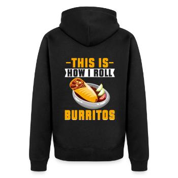 Burrito Gift - Unisex Premium Organic Zip Hoodie - black - Back - Nico (187cm)