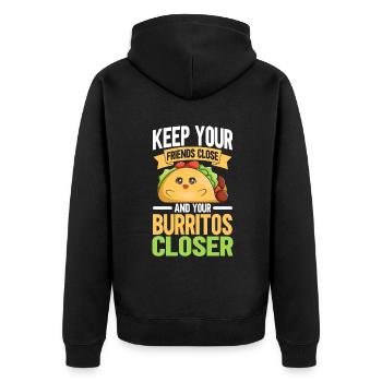 Burrito Gift - Unisex Premium Bio Zip Hoodie - Schwarz - Hinten - Nico (187cm)