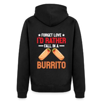 Burrito Gift - Unisex Premium Bio Zip Hoodie - Schwarz - Hinten - Nico (187cm)