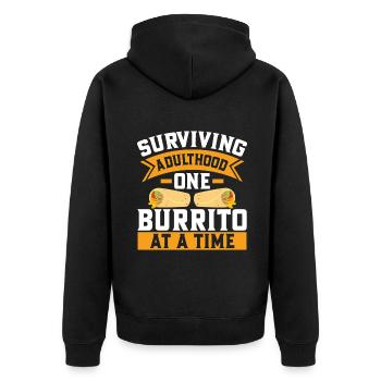 Burrito Gift - Unisex Premium Bio Zip Hoodie - Schwarz - Hinten - Nico (187cm)