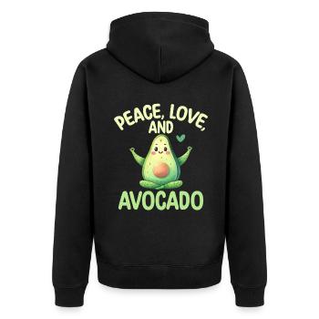 Avocado Gifts - Unisex Premium Organic Zip Hoodie - black - Back - Nico (187cm)