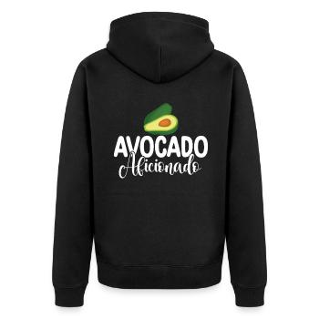 Avocado Gifts - Unisex Premium Organic Zip Hoodie - black - Back - Nico (187cm)