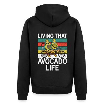 Avocado Gifts - Unisex Premium Organic Zip Hoodie - black - Back - Nico (187cm)