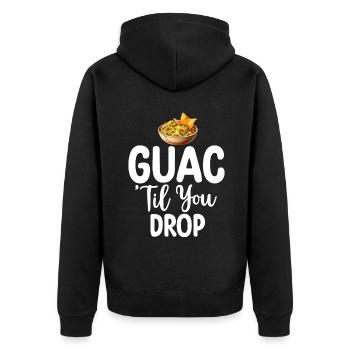 Avocado Gifts - Unisex Premium Organic Zip Hoodie - black - Back - Nico (187cm)
