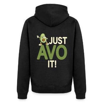 Avocado Gifts - Unisex Premium Organic Zip Hoodie - black - Back - Nico (187cm)
