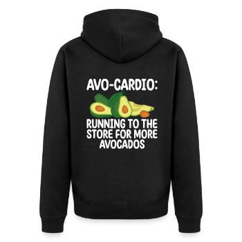 Avocado Gifts - Unisex Premium Organic Zip Hoodie - black - Back - Nico (187cm)