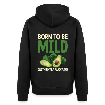 Avocado Gifts - Unisex Premium Organic Zip Hoodie - black - Back - Nico (187cm)