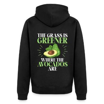 Avocado Gifts - Unisex Premium Organic Zip Hoodie - black - Back - Nico (187cm)