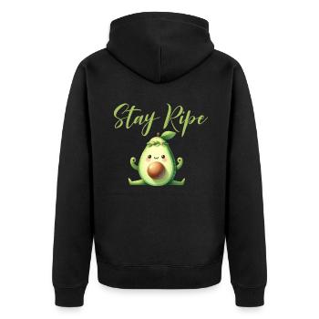 Avocado Gifts - Unisex Premium Organic Zip Hoodie - black - Back - Nico (187cm)
