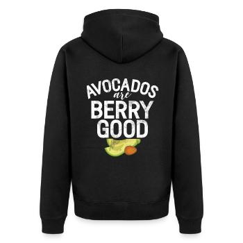Avocado Gifts - Unisex Premium Organic Zip Hoodie - black - Back - Nico (187cm)