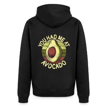 Avocado Gifts - Unisex Premium Organic Zip Hoodie - black - Back - Nico (187cm)