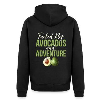 Avocado Gifts - Unisex Premium Organic Zip Hoodie - black - Back - Nico (187cm)