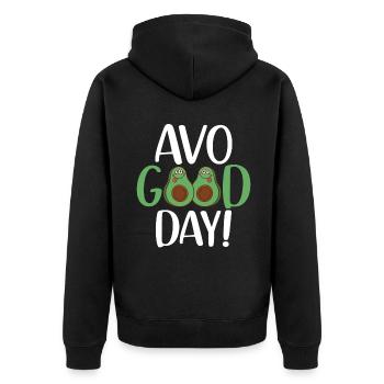 Avocado Gifts - Unisex Premium Organic Zip Hoodie - black - Back - Nico (187cm)