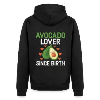 Avocado Gifts - Unisex Premium Organic Zip Hoodie - black - Back - Nico (187cm)