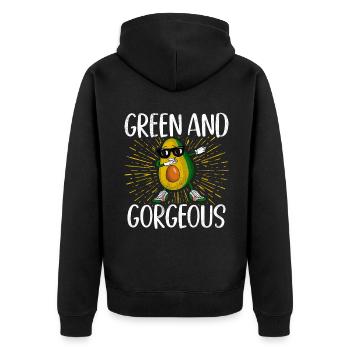 Avocado Gifts - Unisex Premium Organic Zip Hoodie - black - Back - Nico (187cm)