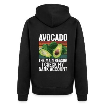 Avocado Gifts - Unisex Premium Organic Zip Hoodie - black - Back - Nico (187cm)