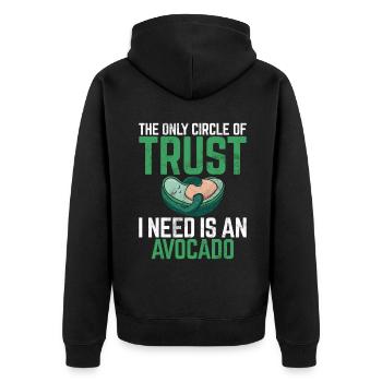 Avocado Gifts - Unisex Premium Bio Zip Hoodie - Schwarz - Hinten - Nico (187cm)