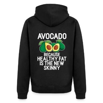 Avocado Gifts - Unisex Premium Organic Zip Hoodie - black - Back - Nico (187cm)