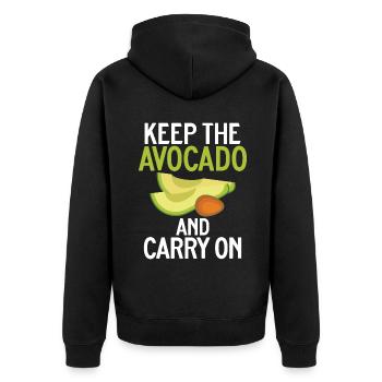 Avocado Gifts - Unisex Premium Organic Zip Hoodie - black - Back - Nico (187cm)