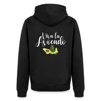 Avocado Gifts - Unisex Premium Organic Zip Hoodie - black - Back - Nico (187cm)