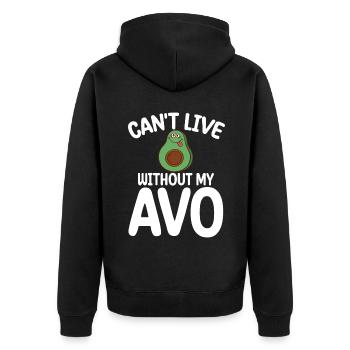 Avocado Gifts - Unisex Premium Organic Zip Hoodie - black - Back - Nico (187cm)